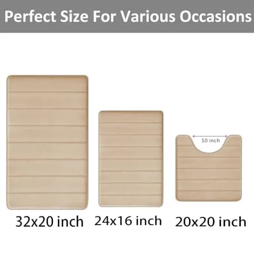 RUN HELIX Memory Foam Bath Mat Set 3 Piece | Super Water Absorption & Non-Slip Comfort (32"x20"+16"x24"+20"x32") thumbnail 3