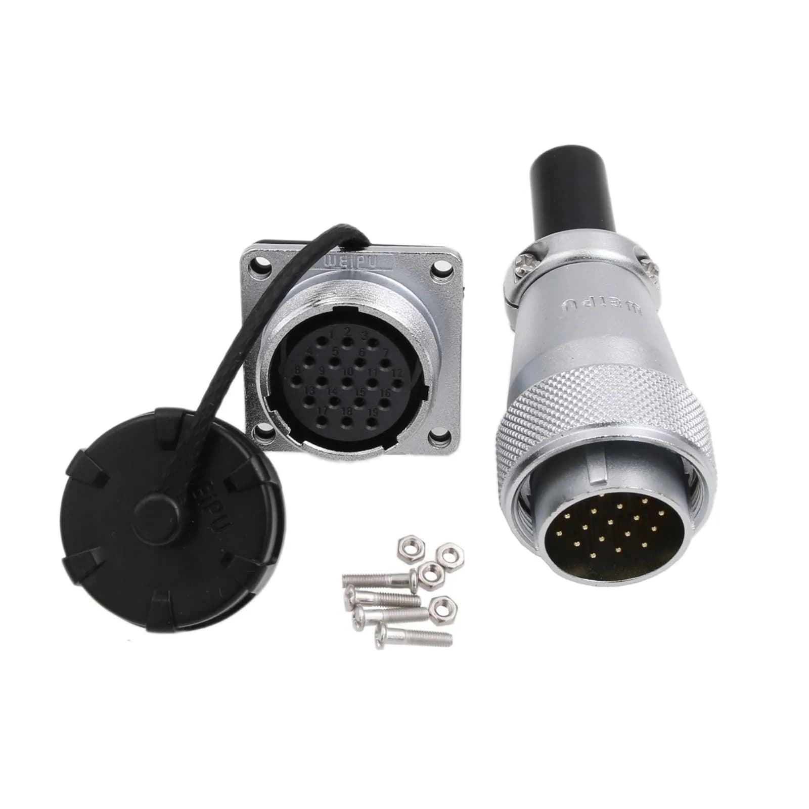 HangTon WS24 9 Pin Aviation Connector 24mm Panel Mount | Threaded Coupling, 500V 25A — 19 pin 5A