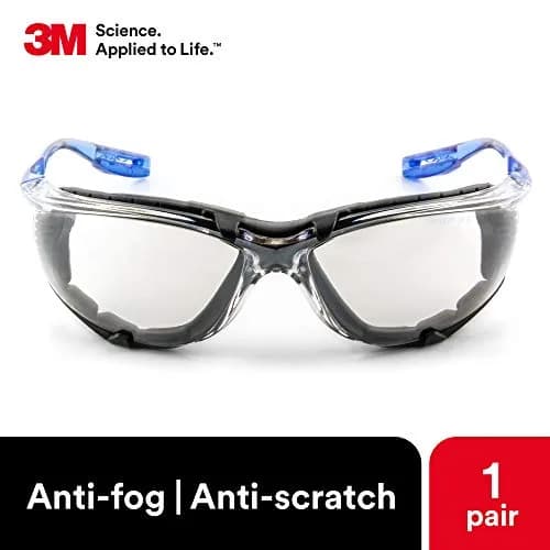 3M Virtua CCS Safety Glasses Pack of 2 | Anti-Fog, Indoor/Outdoor Mirrored Lens, Blue Frame with Foam Gasket thumbnail 3