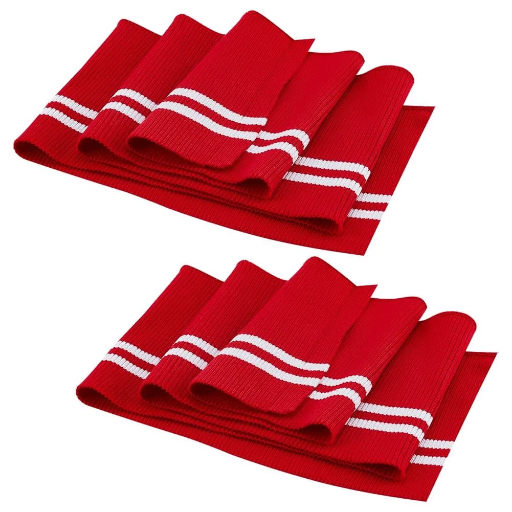 BENECREAT Striped Elastic Fiber Ribbing Fabric 95cm x 14.5cm (37.4" x 5.7") 2-Pack | Soft, Stretchy, Two-Way Stretch Waistband & Cuff Material — Red