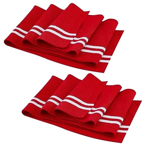 BENECREAT Red Striped Ribbing Fabric for Cuffs 15.2cm x 95cm (5.9" x 37.4") | 2-Pack Cotton Blend for Sewing Crafts thumbnail 1
