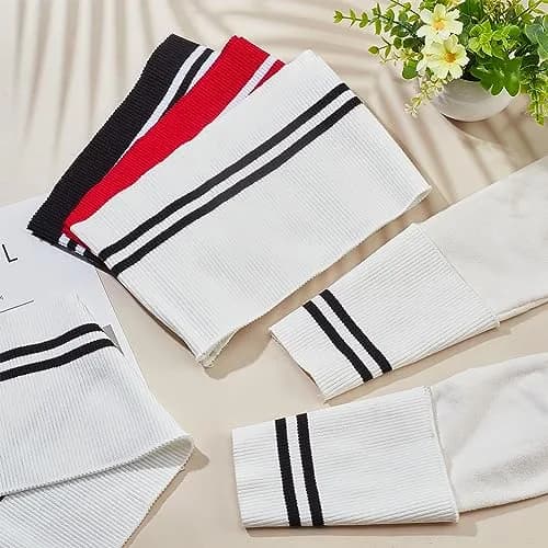 BENECREAT Red Striped Ribbing Fabric for Cuffs 15.2cm x 95cm (5.9" x 37.4") | 2-Pack Cotton Blend for Sewing Crafts thumbnail 4