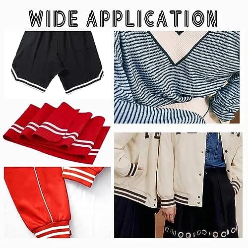 BENECREAT Red Striped Ribbing Fabric for Cuffs 15.2cm x 95cm (5.9" x 37.4") | 2-Pack Cotton Blend for Sewing Crafts thumbnail 5