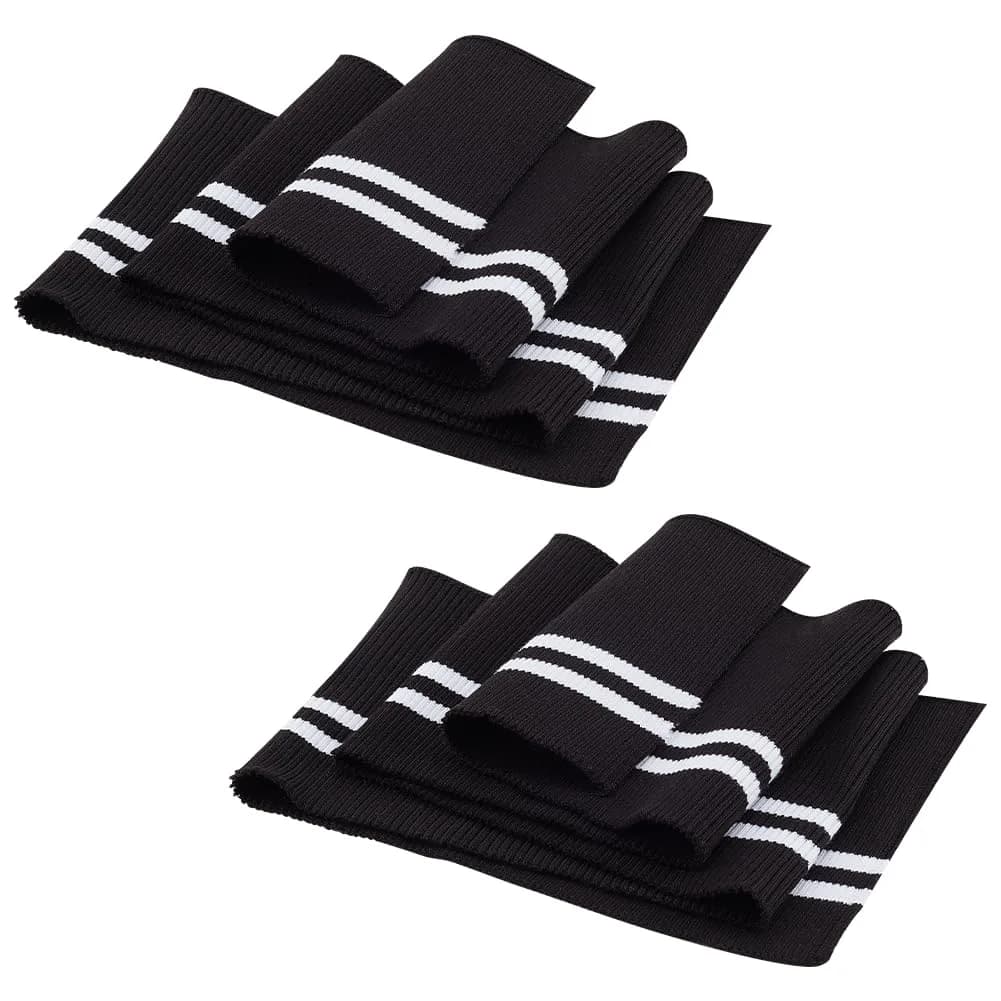 BENECREAT Striped Elastic Fiber Ribbing Fabric 95cm x 14.5cm (37.4" x 5.7") 2-Pack | Soft, Stretchy, Two-Way Stretch Waistband & Cuff Material — Black