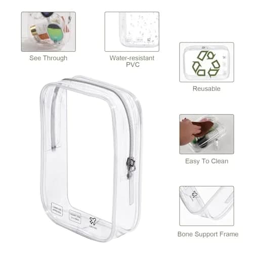 CALYGO TSA Approved Clear Toiletry Bag 2-Pack, 1 Quart (1L) | Travel Essentials for Liquids & Makeup thumbnail 4