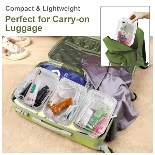 CALYGO TSA Approved Clear Toiletry Bag 2-Pack, 1 Quart (1L) | Travel Essentials for Liquids & Makeup thumbnail 6