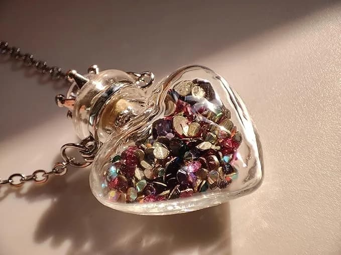 DS. DISTINCTIVE STYLE Heart Shaped Perfume Bottle Necklace | Cremation & Memorial Jewelry for Women thumbnail 4