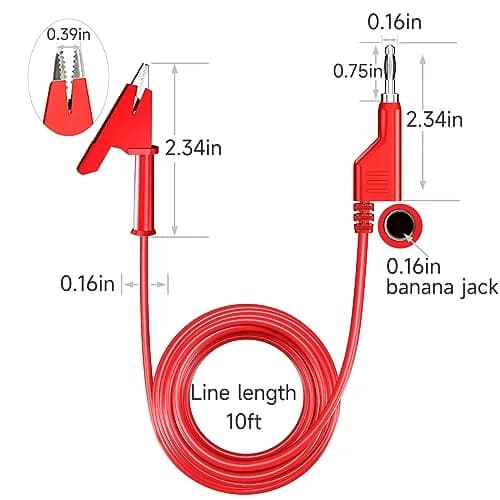Goupchn 4mm Stackable Banana Plugs to Alligator Clips Test Leads 5PCS | 3m (10ft) 1000V 15A thumbnail 2