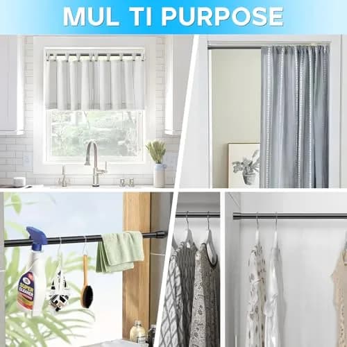 ZipGlo Black Spring Tension Curtain Rods 53.3 cm (21") - 2 Pcs | No-Drill Installation for Windows & Doors thumbnail 4
