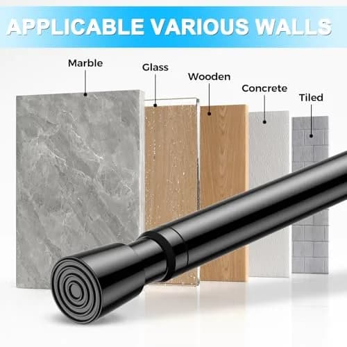 ZipGlo Black Spring Tension Curtain Rods 53.3 cm (21") - 2 Pcs | No-Drill Installation for Windows & Doors thumbnail 5