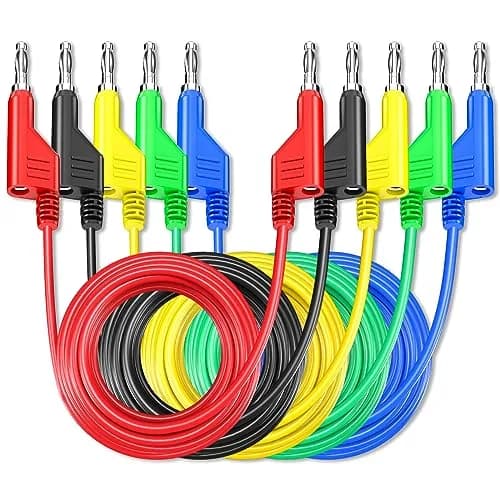 Goupchn 5PCS Stackable Banana to Banana Plug Test Leads 3m (10ft) | 1000V 15A Copper Leads for Circuit Testing thumbnail 1