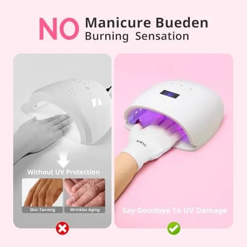 AIRSEE UPF50+ UV Protection Gloves for Nail Lamp | Fingerless, White, Nylon/Lycra thumbnail 3