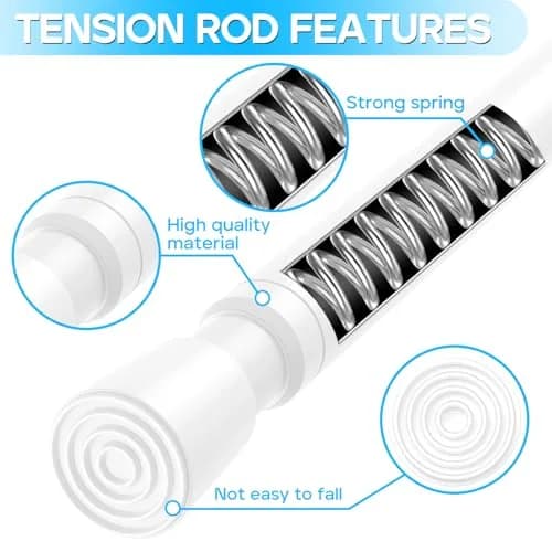 ZipGlo Spring Tension Curtain Rods 26-39 Inch White 2 Pack | No-Drill Installation for Indian Homes thumbnail 3
