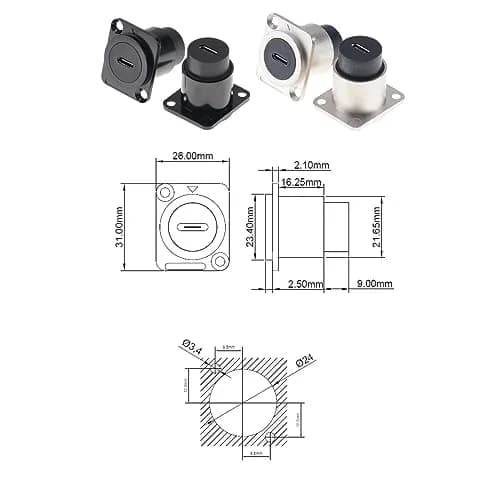 HangTon Waterproof USB-C Panel Mount Socket Coupler 2-Pack | 10Gbps Data Transfer thumbnail 7