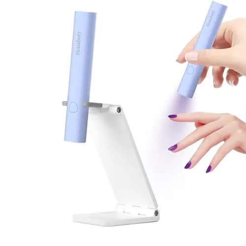 Denabuty Mini UV LED Nail Lamp Handheld with Stand, 11.3cm (4.4in) Blue | Fast Gel Curing for Manicures thumbnail 1