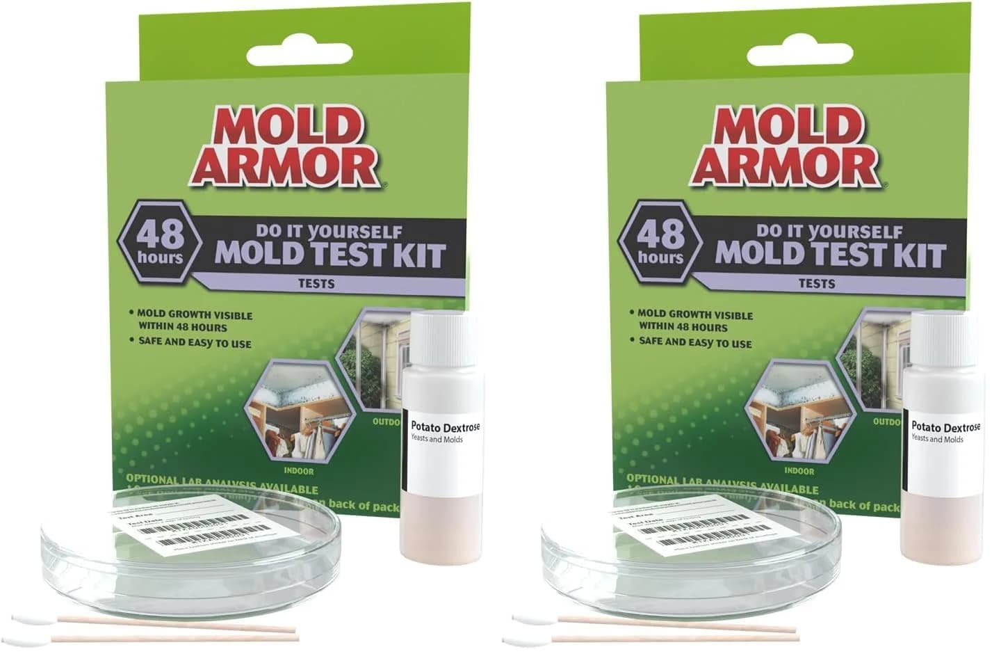 Mold Armor Do It Yourself Mold Test Kit | 48-Hour Results for Indoor/Outdoor Air Quality & Surface Spores — Pack of 2