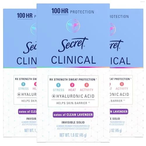 Secret Clinical Strength Antiperspirant Deodorant for Women, Invisible Solid, Clean Lavender Scent, 1.6 oz (Pack of 3) | 72hr Sweat & Odor Protection thumbnail 1