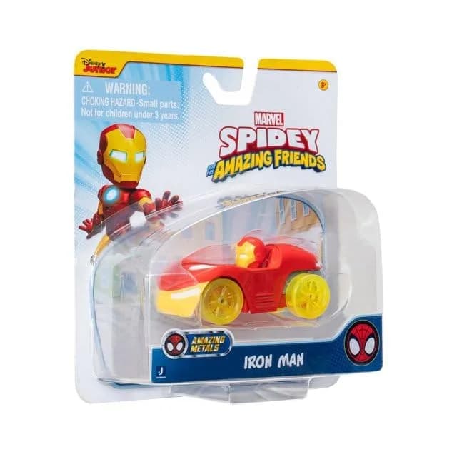 Spidey and his Amazing Friends Amazing Metals Race Car 1:64 Scale (Iron Tony Stark Man) | Jazwares Plastic Toy Car thumbnail 3