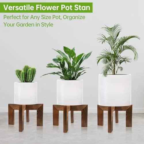 hismocal Wood Plant Stand Indoor/Outdoor for Plants, Large Size Planter Stand Holder, Sturdy and Stable Flower Pot Stand, Fits Most Size Flower Pots in Room thumbnail 5