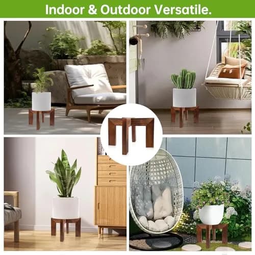 hismocal Wood Plant Stand Indoor/Outdoor for Plants, Large Size Planter Stand Holder, Sturdy and Stable Flower Pot Stand, Fits Most Size Flower Pots in Room thumbnail 6