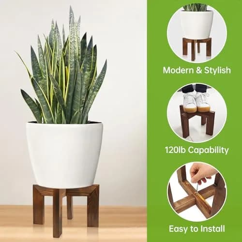 hismocal Wood Plant Stand Indoor/Outdoor for Plants, Large Size Planter Stand Holder, Sturdy and Stable Flower Pot Stand, Fits Most Size Flower Pots in Room thumbnail 3