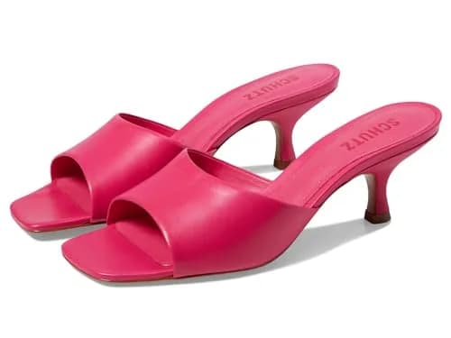 SCHUTZ Dethalia Mid Stiletto Slip-On Sandal Leather Pink 7 | Elegant Heel for Women thumbnail 1