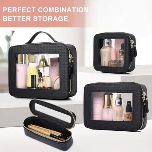 Pinkmik Clear Makeup Bag Set, M+L (2-Piece) | TSA Approved Waterproof Travel Cosmetic Case thumbnail 7