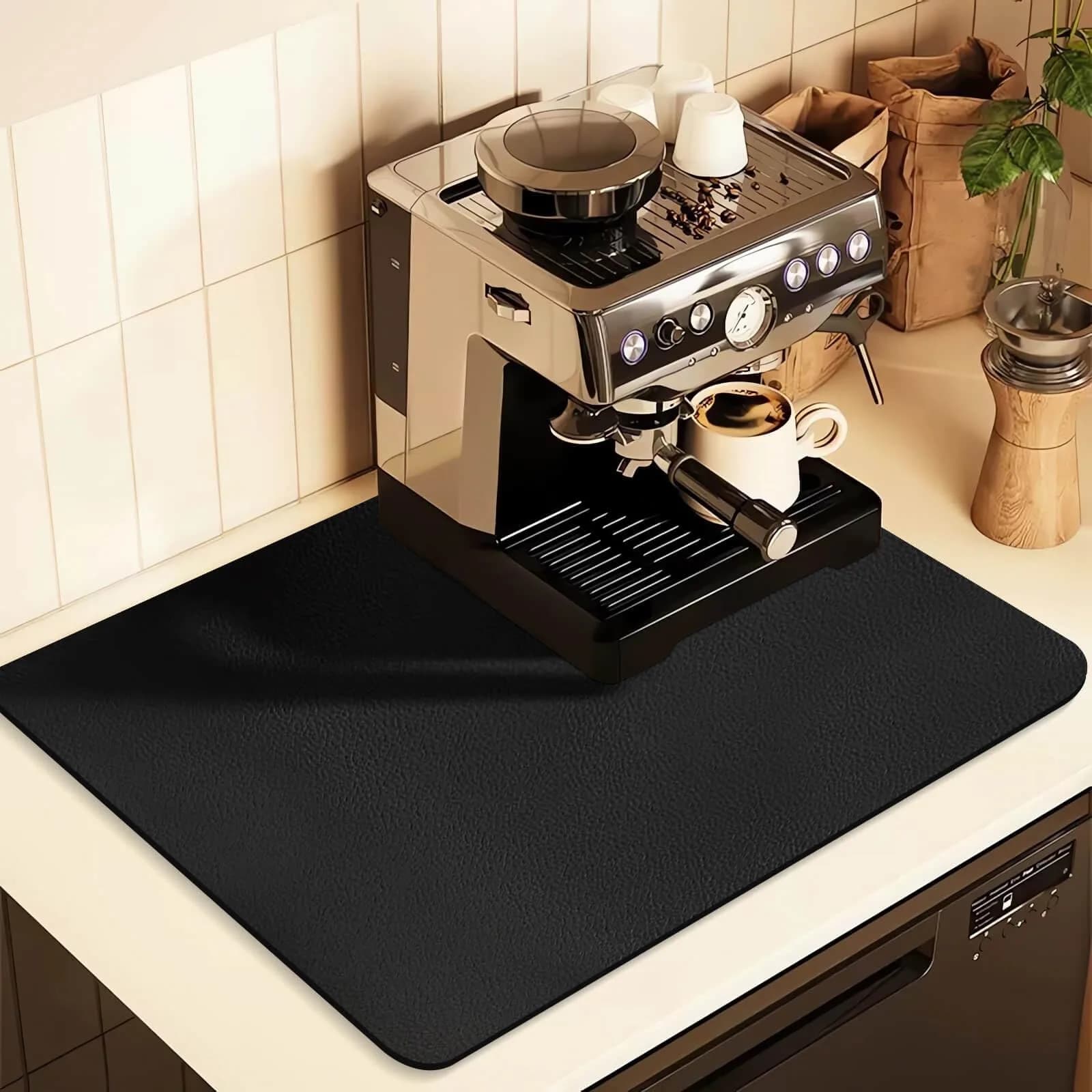 JuSiyley Coffee Mat for Countertops 12" x 19" | Absorbent Rubber Mat for Kitchen - main product image