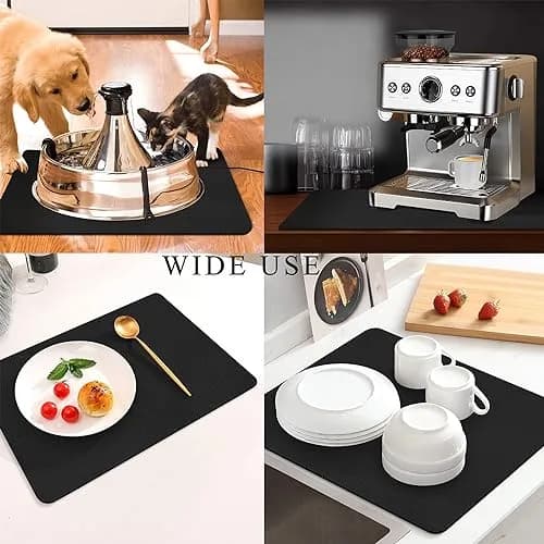 JuSiyley Coffee Mat for Countertops 12" x 19" | Absorbent Rubber Mat for Kitchen thumbnail 2