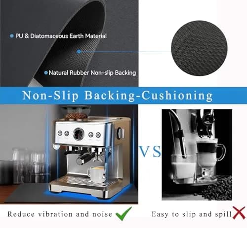 JuSiyley Coffee Mat for Countertops 48cm x 30cm (19"x12") | Absorbent Hide Stain Rubber Mat for Kitchen Counter thumbnail 6