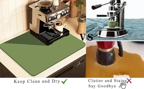 JuSiyley Coffee Mat for Countertops, Green 31cm (12") x 48cm (19") | Absorbent & Stain-Resistant Kitchen Counter Mat thumbnail 5