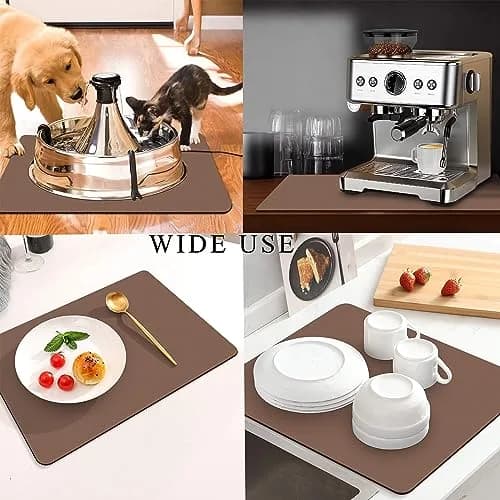 JuSiyley Coffee Mat for Countertops 12"x19" | Absorbent Rubber Mat for Kitchen thumbnail 2