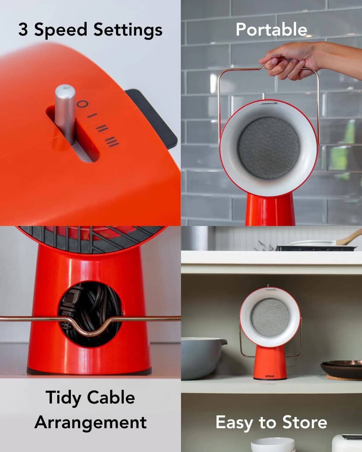 airhood Cadmium Orange Portable Kitchen Exhaust Fan, Ductless Air Purifier with 2 Activated Charcoal Filters & Stainless-steel Oil Filter | Easy to Clean thumbnail 2