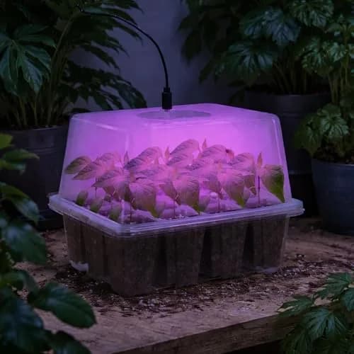 Bonviee Seed Starter Trays with 12-LED Grow Lights, Clear, 5 Pack | Indoor Germination Kit with Root Observation thumbnail 8