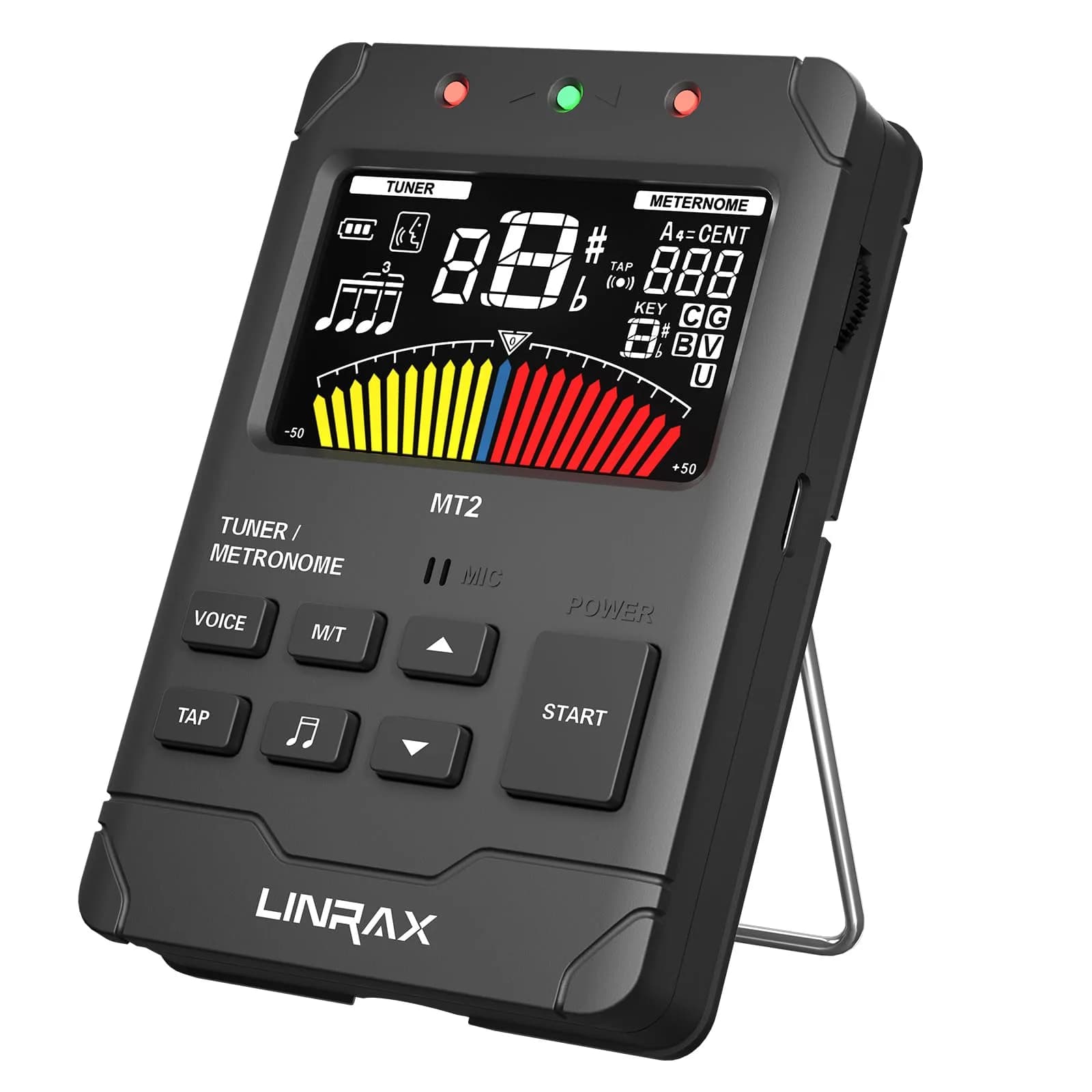 Linrax MT2 Rechargeable Metronome Tuner 3-in-1 | Chromatic Tuner for All Instruments