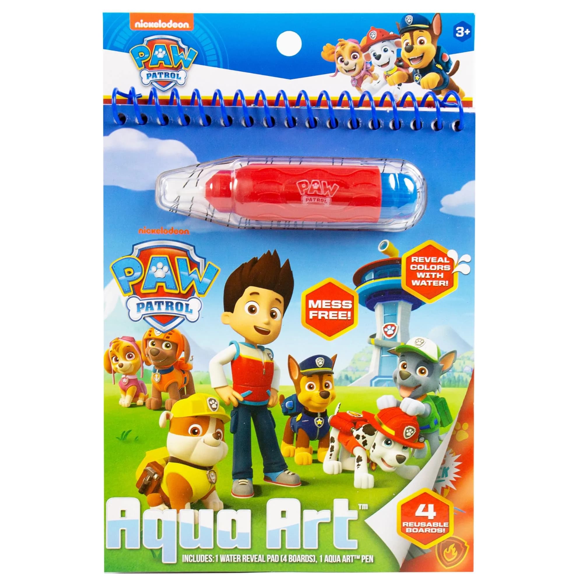 Paw Patrol Aqua Art Pad with Water Pen | Mess-Free Reusable Toddler Activity Book (4 Pages, 6" x 7.5")