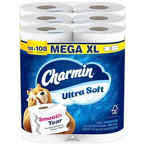Charmin Ultra Soft Toilet Paper, 18 Mega XL Rolls (6048 Sheets Total) | Trusted Softness, Better Tear thumbnail 1