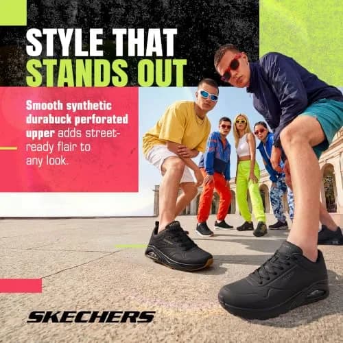 Skechers Men's Uno-Stand on Air Sneaker Wide Fit | Black/Black, 13 Wide thumbnail 6