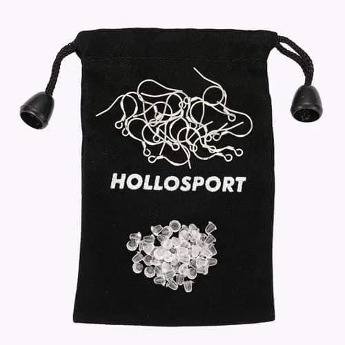 HOLLOSPORT Sterling Silver Plated Earring Hooks & Silicone Backs - 48 Pairs | Hypoallergenic Fish Ear Wire Findings for Jewelry Making — Sterling Silver 24Pcs