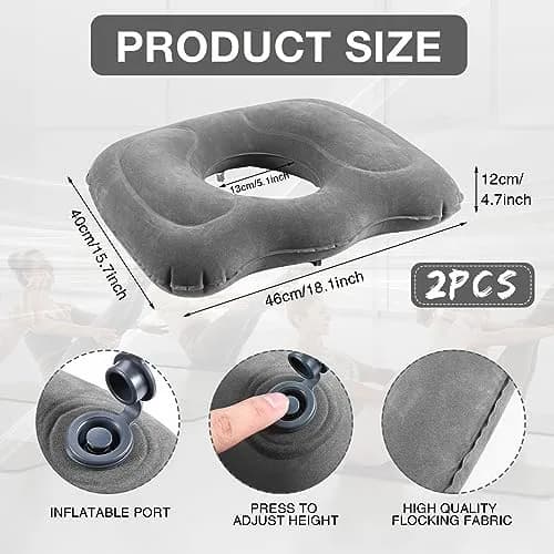 Leinuosen Inflatable Seat Cushion 46cm x 40cm x 12cm (18.1'' x 15.7'' x 4.7'') | Grey 2-Pack thumbnail 2