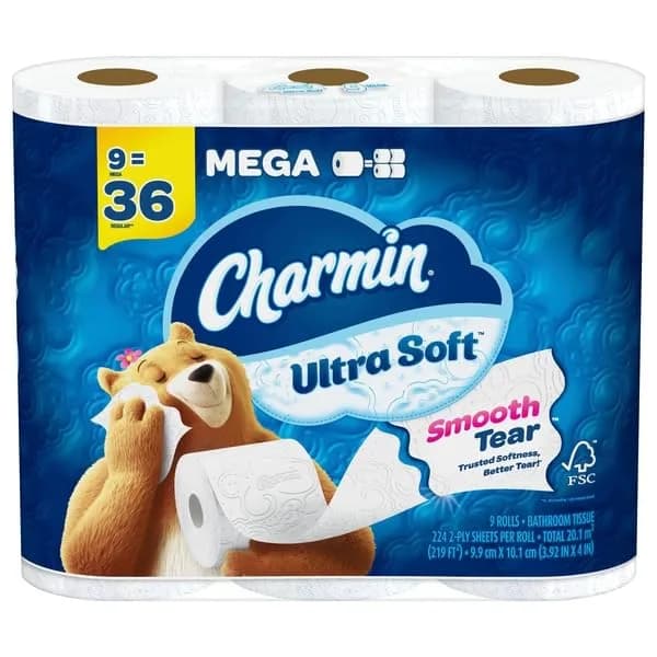 Charmin Ultra Soft Toilet Paper Mega Rolls | Trusted Softness, Better Tear thumbnail 2