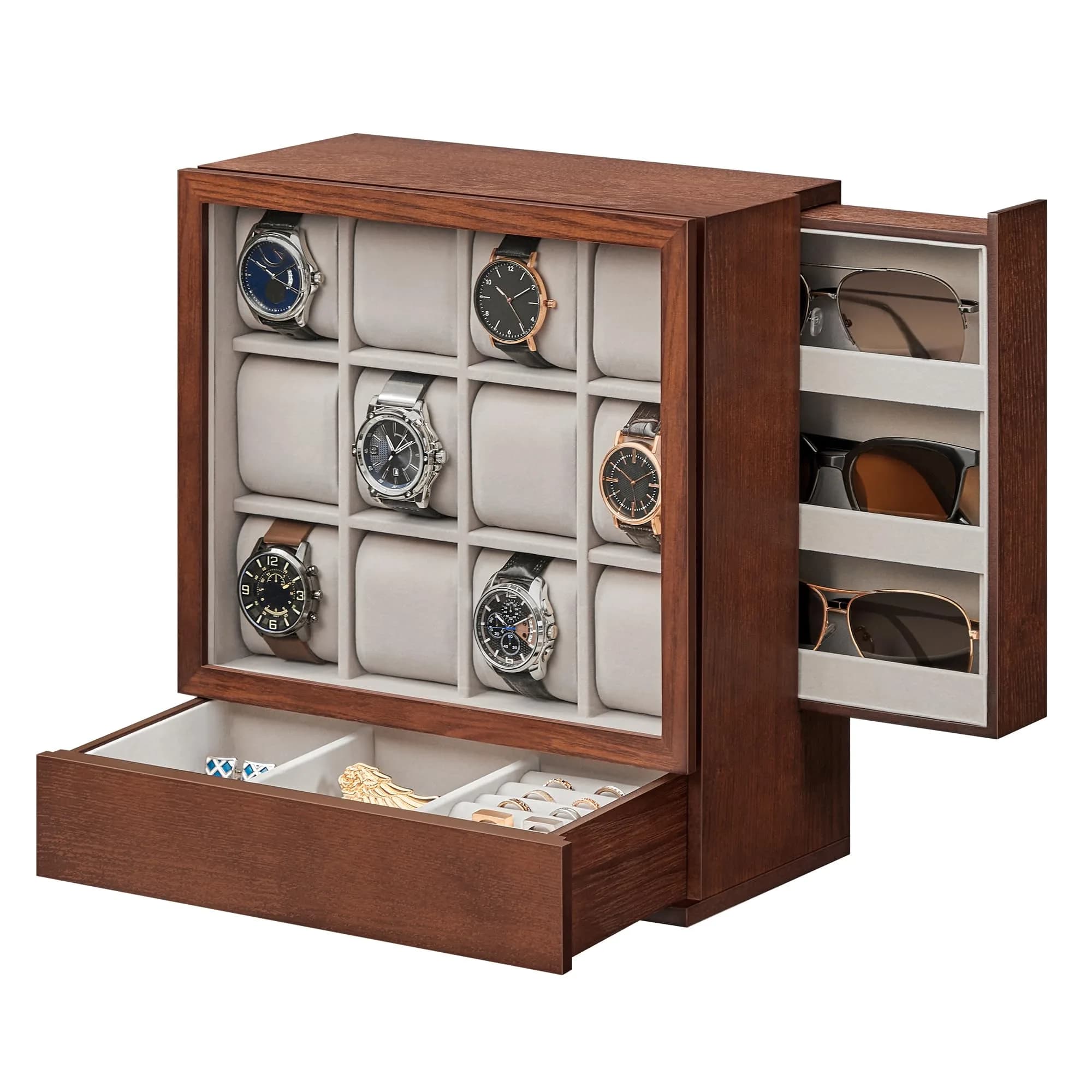 SONGMICS 12 Watch Display Case with Hidden Storage 32.5 cm (12.8 in) | Organize Your Collection