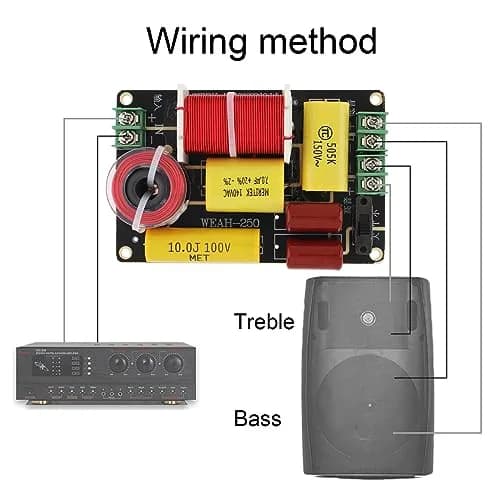 DriSentri 2 Way Crossover for Speaker 250W 4-12Ω | High-Low Frequency Divider for HiFi Speakers thumbnail 4