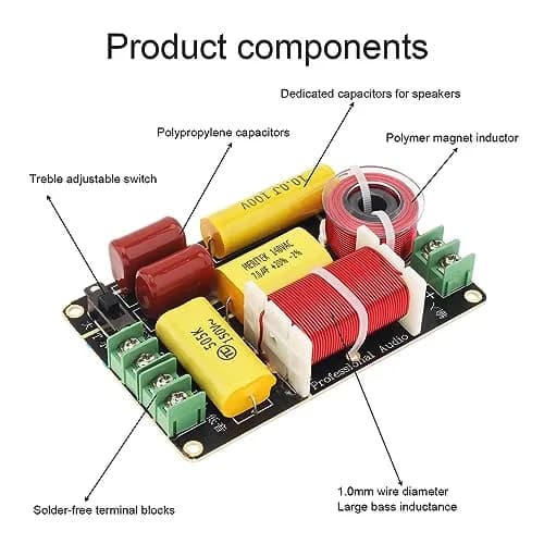DriSentri 2 Way Crossover for Speaker 250W 4-12Ω | High-Low Frequency Divider for HiFi Speakers thumbnail 3