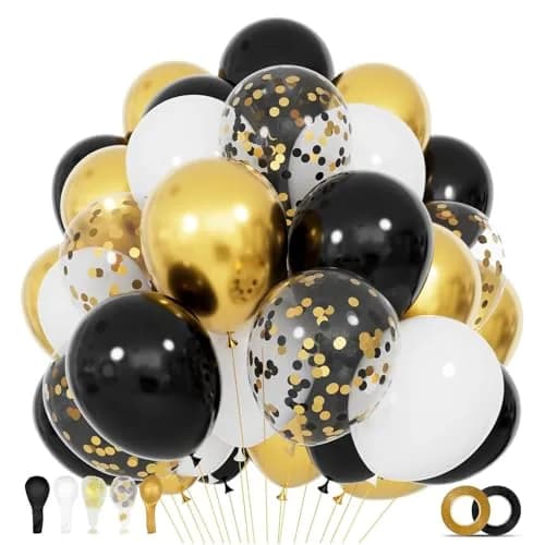 KUULBELA Black White Gold Balloons 68 Pcs | Assorted Colors Party Pack thumbnail 1