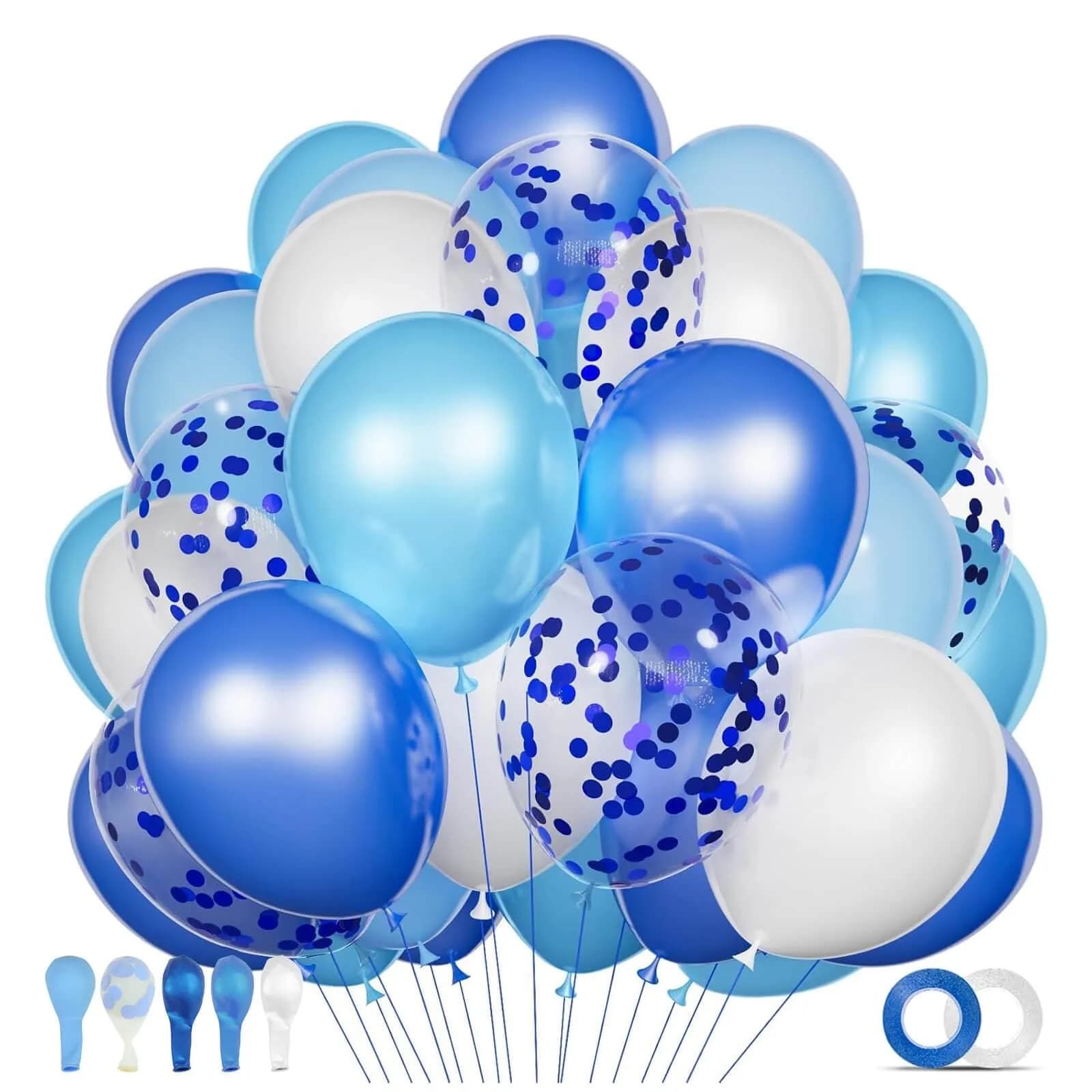 KUULBELA 68Pcs Blue and White Balloons Kit 12 Inch | Assorted Colors Balloon Value Pack