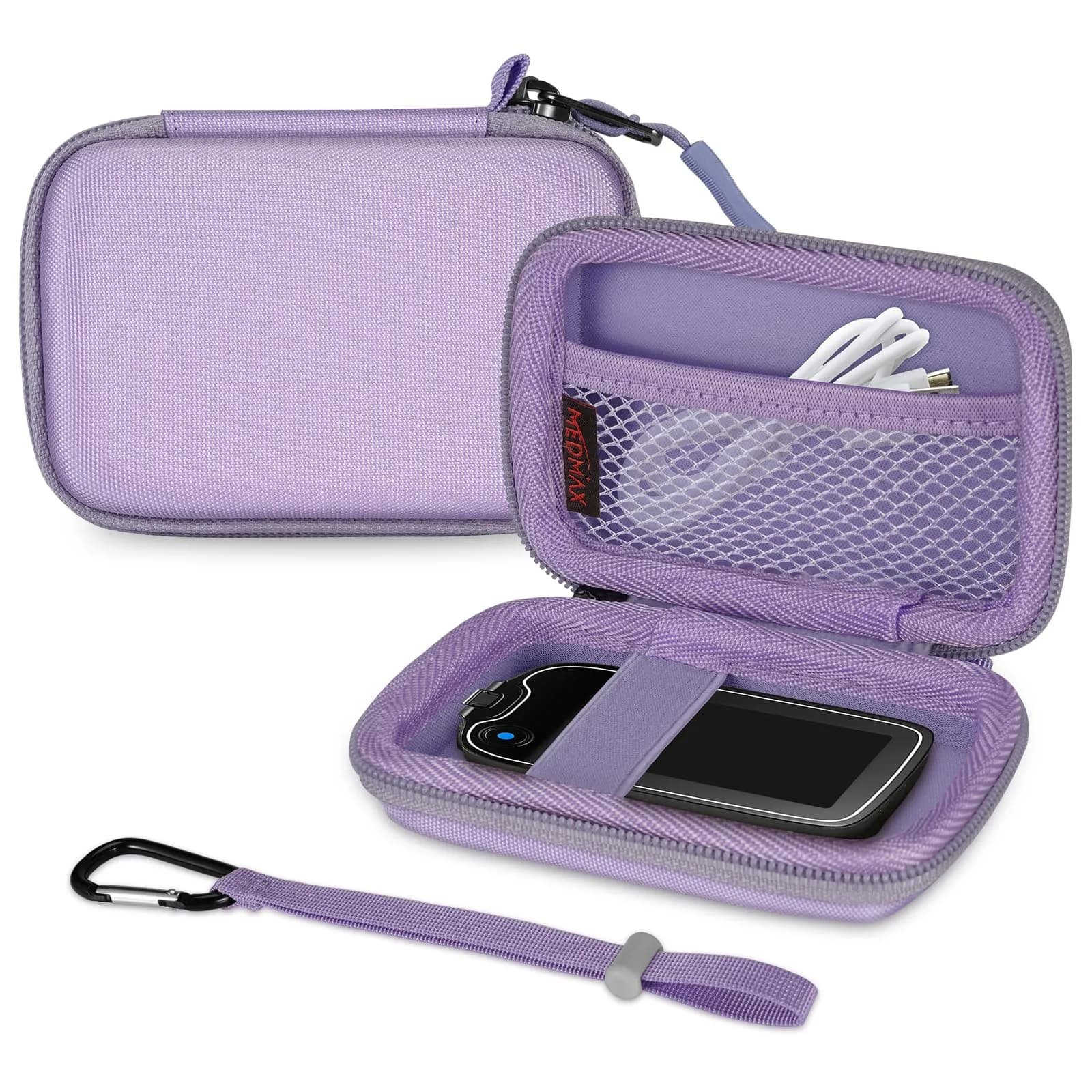 MEDMAX Hard Shell Protective Case for Freestyle Libre 3 2 / Libre Reader | Shockproof Diabetic Storage with Clip & Handle (Lilac Purple) - main product image