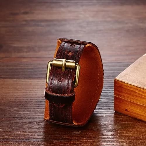 Avaner Men's Vintage Leather Watch: Retro Punk Wide Cuff Steampunk Analog Quartz 47mm (1.85") | Japanese Movement thumbnail 3