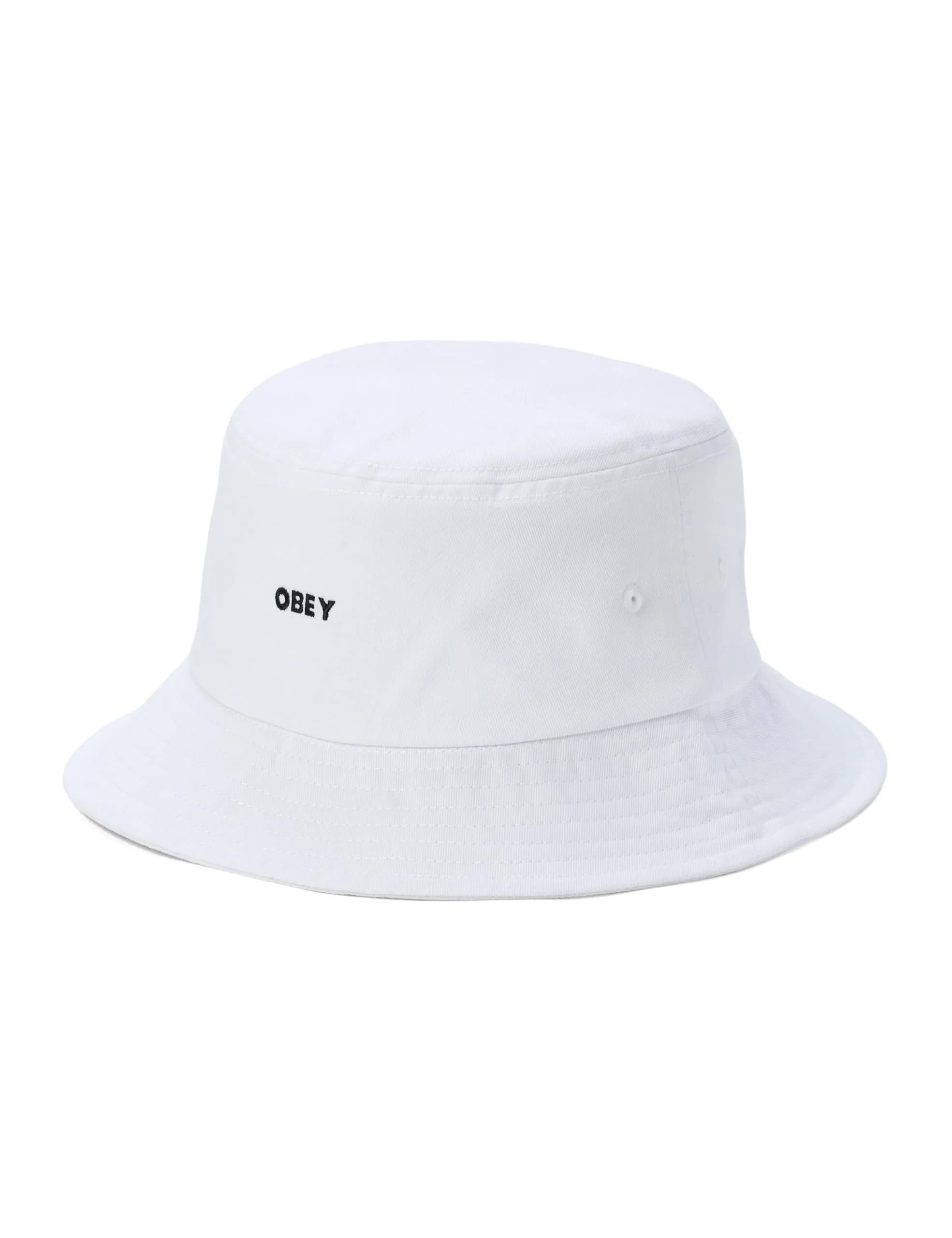 OBEY Bold Twill Bucket Hat | White, One Size, Embroidered Logo, Fall Style