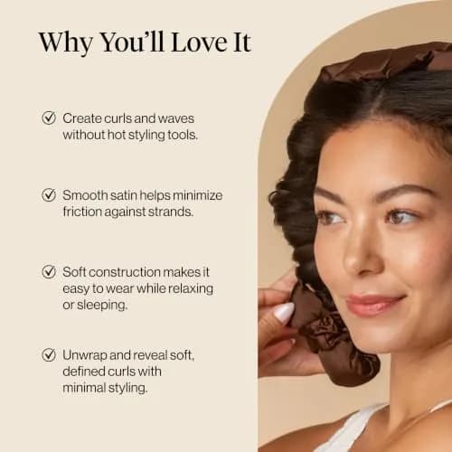 Kitsch Satin Heatless Curls Overnight Set - Chocolate | 34" Rod & 2 Scrunchies thumbnail 6